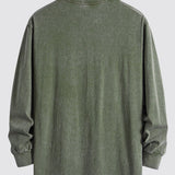 Relax Fit Long Sleeve Washed Distressed T-Shirt