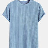 Muscle Fit Ribbed Arc Hem T-Shirt