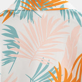 Leaf Print Button Up Shirt & Man Mid Length Drawstring Swim Shorts