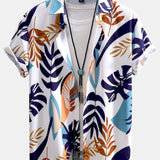 Colorful Leaf Print Button Up Shirt & Swim Shorts