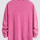 Relax Fit Long Sleeve Washed Distressed T-Shirt