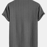 Muscle Fit Ribbed Arc Hem T-Shirt