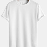 Muscle Fit Ribbed Arc Hem T-Shirt & Straight Leg Ribbed Pants