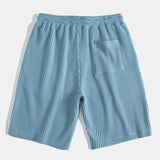 Knitted Waffle Arc Hem Hooded T-Shirt & Drawstring Waffle Shorts