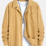 Long Sleeve Corduroy Cuban Collar Shirt & Straight Leg Linen Pants