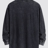 Relax Fit Long Sleeve Washed Distressed T-Shirt