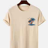 Palm Tree Seagull Print T-Shirt