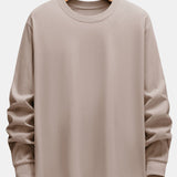 Basic Long Sleeve Heavy Weight Arc Hem T-Shirt