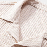 Short Sleeve Knitted Waffle Cuban Shirt & Straight Leg Linen Pants