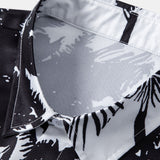 Palm Trees Print Button Up Shirt & Man Mid Length Drawstring Swim Shorts