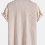 Short Sleeve Knitted Waffle Cuban Shirt & Straight Leg Linen Pants