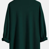 Long Sleeve Muscle Fit Ribbed Stand Collar Shirt & Straight Leg Linen Pants