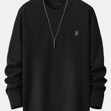 Long Sleeve Geometric Jacquard Arc Hem T-Shirt & Jogger Pants