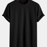 Muscle Fit Ribbed Arc Hem T-Shirt & Straight Leg Ribbed Pants