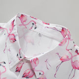 Flamingo Print Button Up Shirt & Swim Shorts
