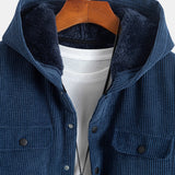 Fleece Lined Corduroy Hooded  Overshirt