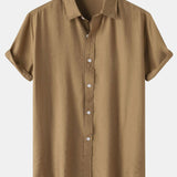 Short Sleeve Textured Button Up Shirt