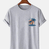 Palm Tree Seagull Print T-Shirt