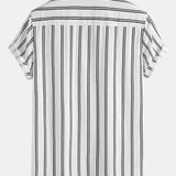 Linen Look Striped Button Up Shirt & Straight Leg Linen Pants