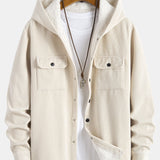 Fleece Lined Corduroy Hooded  Overshirt
