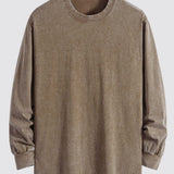 Relax Fit Long Sleeve Washed Distressed T-Shirt