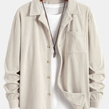 Long Sleeve Corduroy Cuban Collar Shirt & Straight Leg Linen Pants