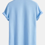 Muscle Fit Ribbed Stand Collar Shirt & Shorts