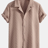 Houndstooth Jacquard Cuban Shirt & Straight Leg Linen Pants