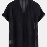 Textured Cuban Shirt & Straight Leg Linen Pants