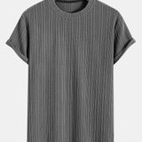 Muscle Fit Ribbed Arc Hem T-Shirt