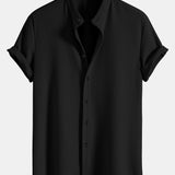 Muscle Fit Ribbed Stand Collar Shirt & Shorts
