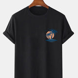 Palm Tree Seagull Print T-Shirt