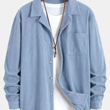 Long Sleeve Corduroy Cuban Collar Shirt & Straight Leg Linen Pants
