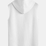 Sleeveless Waffle Hooded Vest & Waffle Drawstring Shorts
